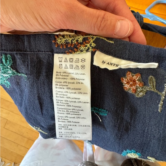 Anthropologie Stacia Floral Blue Embroidered Apron - Picture 5 of 5